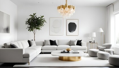 white and gold theme modern interior