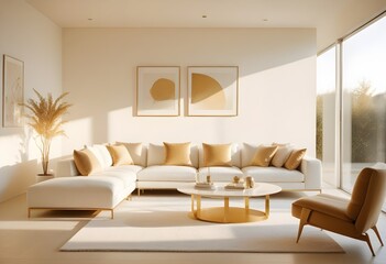 white and gold theme modern interior