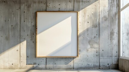 Mockup picture frame on concrete wall with empty space
