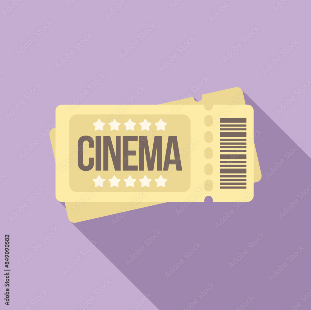 Sticker Two yellow cinema tickets laying on top of each other, casting a shadow