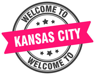 Welcome to Kansas City stamp. Kansas City round sign