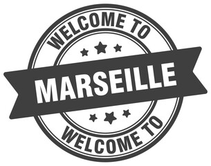 Welcome to Marseille stamp. Marseille round sign
