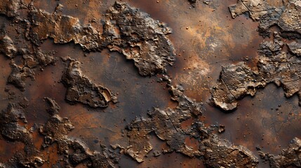 Obraz premium A close-up of a rusted metal texture, showcasing the intricate patterns and textures that form on aged steel surfaces.