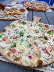 pizza with salami and cheese