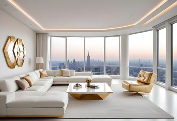 Fototapeta premium white and gold theme modern interior