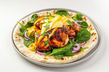 BBQ Chicken Pita with Spinach and Cheese