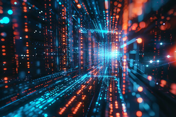   different cryptocurrency coins against a tech binary abstract background, combining digital currency symbols with streams of binary code, showcasing the intersection of technology and finance