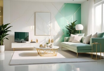 white and gold theme modern interior