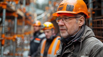 Engineer explaining technical drawings to construction workers, reinforcing bars in the background --ar 16:9 --style raw --stylize 750 Job ID: 68950431-c504-4bb8-b6ab-9df6b39abd12