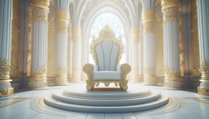 Ethereal Elegance: The Enchanting White Throne in an Empty Hall"
"Regal Simplicity: A Glimpse into the Decorated White Throne Room"