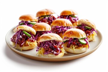 BBQ Spaghetti Squash Sliders on Fluffy Mini Buns with Red Cabbage Slaw