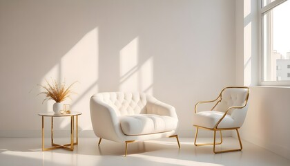 white and gold theme modern interior