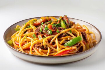 Delicious BBQ Spaghetti with Tender Pork and Tangy BBQ Sauce