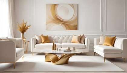 white and gold theme modern interior