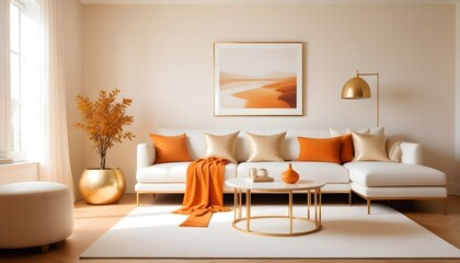 white and gold theme modern interior