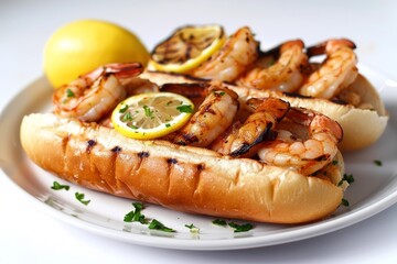 Grilled Shrimp Po-Boy Sandwich with Vibrant Lemon and Parsley