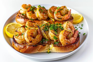 Grilled Shrimp Po-Boy Sandwich with Fresh Lemon and Parsley