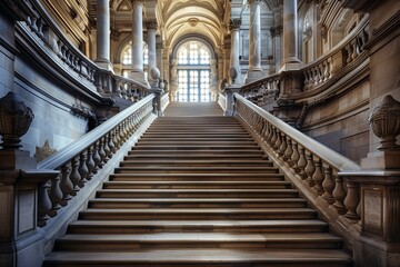 Obraz premium Stairs inside foral palace in Bilbao. The staircase and hall is a amazing architectural work.
