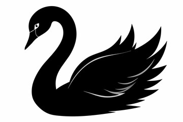 Swan Black Silhouette Vector with White Background,swan, bird, animal, vector, illustration, love, water, symbol, silhouette, duck, nature, lake, swans, art, black, cartoon, drawing, icon, design, 