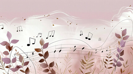 Musical Notes Floral Background Magic