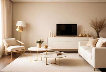 white and gold theme modern interior