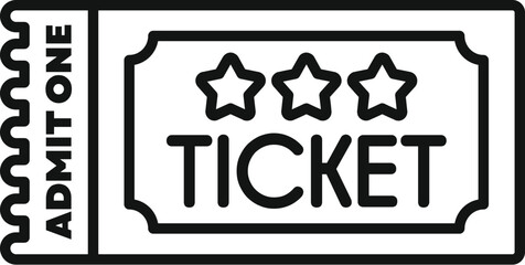 Obraz premium Simple line drawing of a ticket with three stars representing attending a high quality event