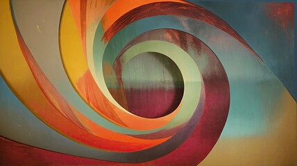Abstract circular pattern with vibrant swirling colors creating depth and motion. AI-generated