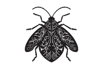 Lace Bug silhouette vector art illustration