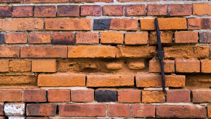 rote Ziegelsteinwand