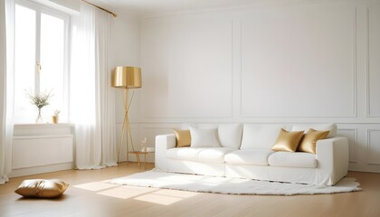 white and gold theme modern interior