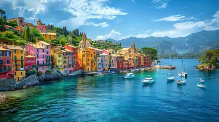  Seaside village with vibrant houses