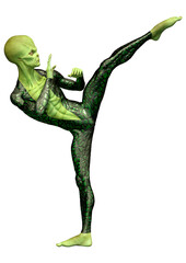 Obraz premium 3D Rendering Green Alien on White