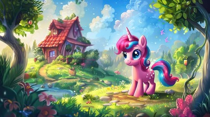 Naklejka premium ADORABLE CHILDREN S CARTOON PONY ART