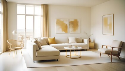 white and gold theme modern interior