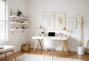 white and gold theme modern interior
