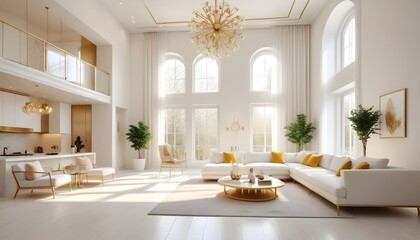 white and gold theme modern interior