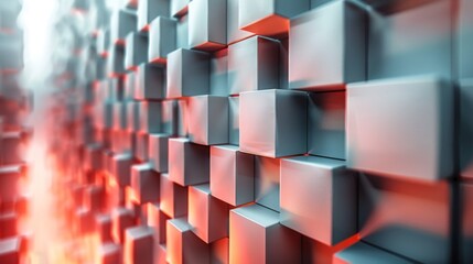 This image features an abstract 3D pattern of cubes in a red to blue gradient, depicting contrast and depth