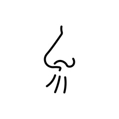 Breath smell nose line icon. Odour breath smell stroke web human sneeze air icon symbol illustration concept.