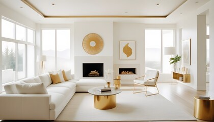 Fototapeta premium white and gold theme modern interior