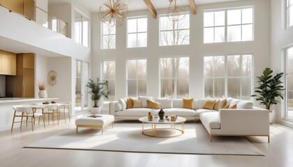 white and gold theme modern interior