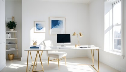 white and gold theme modern interior
