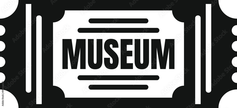Wall mural simple icon of a ticket granting access to a museum for a fun day of learning and enjoying art