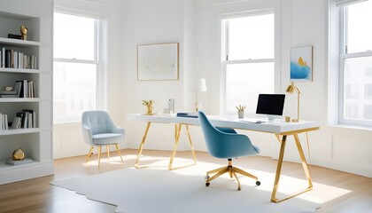 white and gold theme modern interior