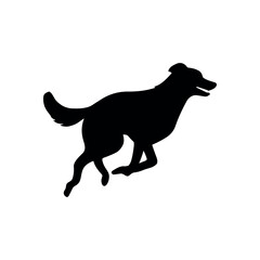 Run dog silhouette jump vector logo icon. Sport dog canine fast profile sign silhouette background.