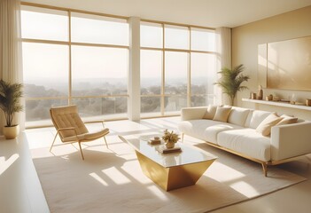 Fototapeta premium white and gold theme modern interior