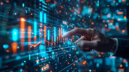 Businessmen use computers to analyze performance statements