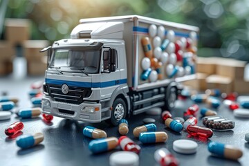 toy truck with medical pills