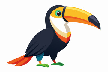 Toucan Vector with White Background,bird, toucan, animal, hornbill, beak, tropical, nature, wildlife, wild, yellow, exotic, jungle, tucan, black, colorful, feather, brazil, rainforest, white, 