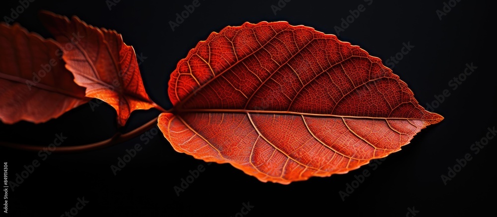 Canvas Prints Orange and red single leaf detailed. Creative banner. Copyspace image