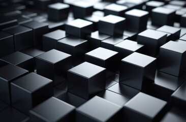 Fototapeta premium Black geometric cubes with sharp edges 3D design